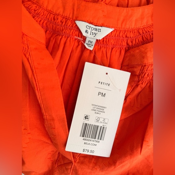 Crown Ivy Womens Short Sleeve Peasant Dress petite M - Picture 4 of 4